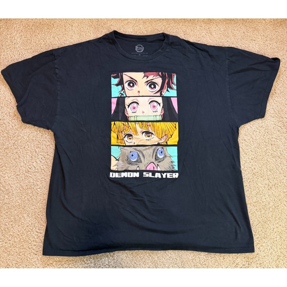 Demon Slayer Official Graphic Tee‎ Shirt 2XL XXL Black Short Sleeve T-Shirt